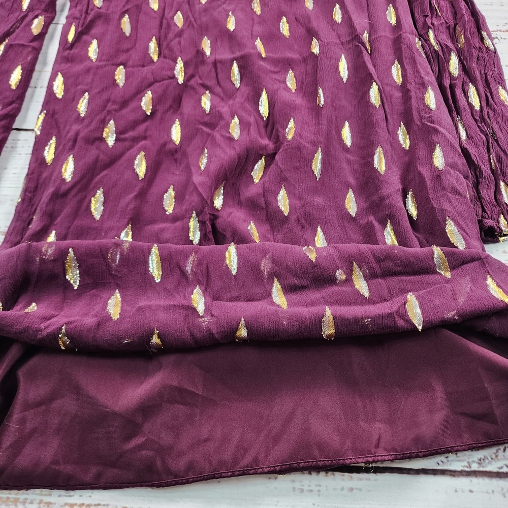 Lilly Pulitzer Shea Silk Dress 4 Cabernet Berry Metallic Gold Diamond Clip Shift - Picture 4 of 8